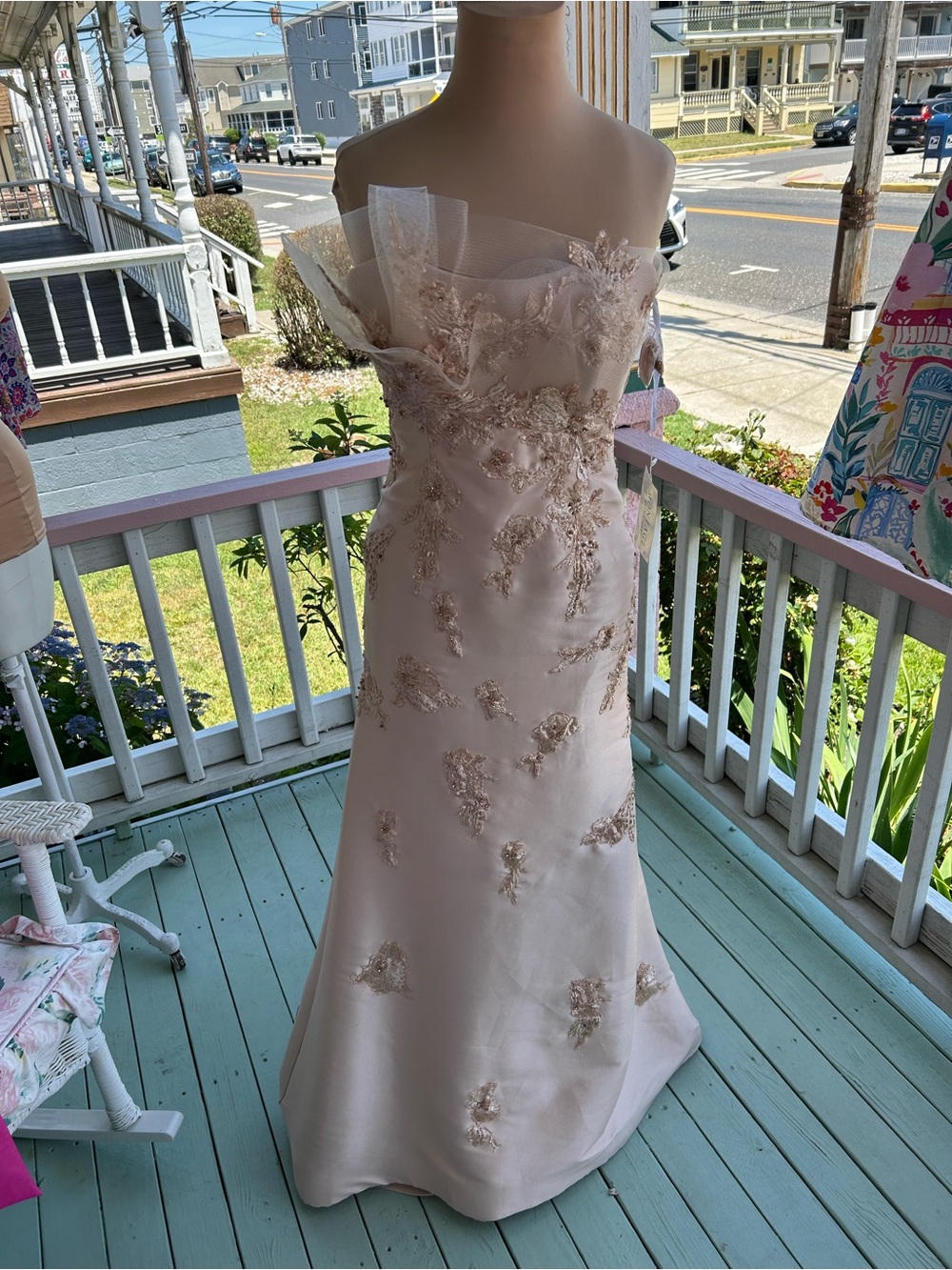 Mon Cheri Blush Pink Embroidered Evening Gown